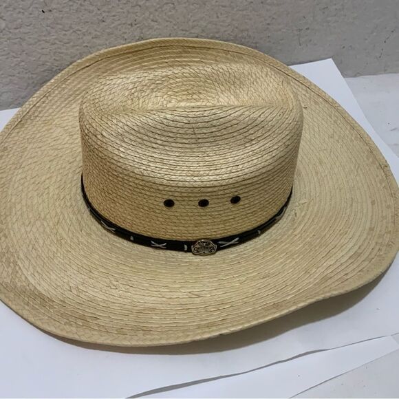 Cavenders Hat Collection Tan Straw Braided Strap Hat - Picture 1 of 5